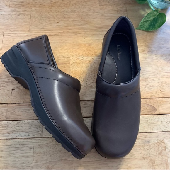 L.L. Bean Leather Slip On Brown Clogs Shoes 8.5 - Picture 8 of 8